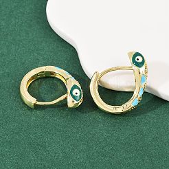 Латунные микро проложить серьги обруча кубического циркония EJEW-B146-02G-10