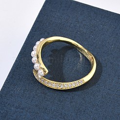 Открытые кольца манжеты из латуни с микропаве и кубическим цирконием&nbsp;RJEW-C158-01G