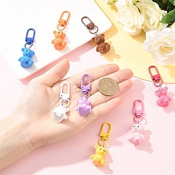 8 шт. подвеска в виде медведя из двухцветной непрозрачной смолы&nbsp;HJEW-YW00285