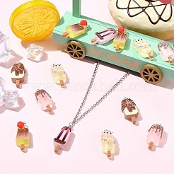 40種類のプリント樹脂ペンダント5個  アイスクリーム  プラチナ鉄ループ付き  ミックスカラー  31.5~33.5x12~14x8~8.5mm  穴：2mm  8個/スタイル&nbsp;RESI-CJ0005-15