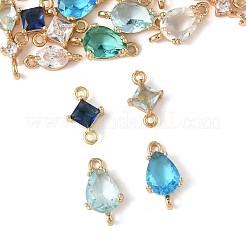 18 шт. 9 стиля латунных паве прозрачных стеклянных звеньев/соединителей&nbsp;GLAA-FS0002-34