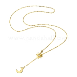 Ожерелье-лассо из нержавеющей стали 304 с луной и солнцем NJEW-JN04523