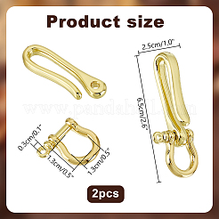 2 шт. латунные скобы с латунными S-образными застежками KK-PH0010-57LG