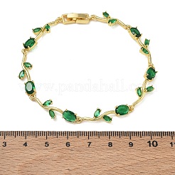Bracciali a catena con maglie a forma di fiore in ottone e vetro&nbsp;KK-CBA7DFA-01G-07
