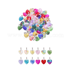 48шт 12 стиля стеклянные подвески в форме сердца PALLOY-GO00029