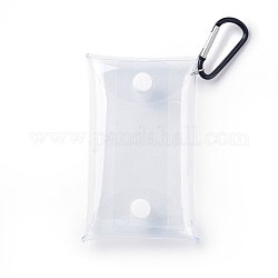 防水透明PVCキークラスプ収納バッグ  アルミ合金クラスプとプラスチックボタン付き  イヤホンコイン口紅化粧品アクセサリーオーガナイザー用  透明  12x7.5x0.9cm