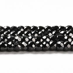 Hilos de cuentas de circonio cúbico, rondelle facetas, negro, 3x2mm, agujero: 0.6 mm, aproximamente 164~172 pcs / cadena, 14.57~14.88 pulgada (37~37.8 cm)