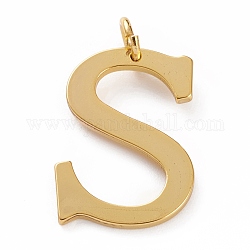Golden Brass Pendants, Long-Lasting Plated, Letter, Letter.S, 26.5x18.5x1.5mm, Hole: 3.5mm