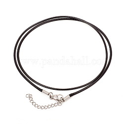 Fabricación de collares de cordón de poliéster encerado, con 304 de acero inoxidable broches pinza de langosta, color acero inoxidable, negro, 18.7 pulgada (47.5 cm) 1.5 mm