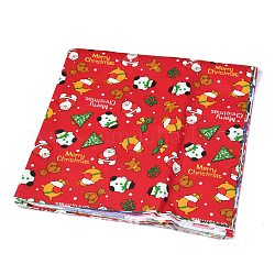Tissus en coton, paquets de tissus de Noël, tissu de couture impression de noël motifs de tissu de courtepointe, pour bricolage fournitures de fête de noël, carrée, rouge, 50x50 cm, environ 5 pcs / ensemble