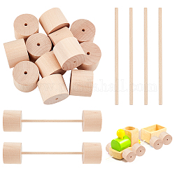 OLYCRAFT 24pcs Wood Wheels Unfinished Wooden Wheel with Wooden Sticks Wooden Crafts Wooden Wheels with 4.5mm Holes for Crafts DIY Painting Wood Projects 4cm Diameter