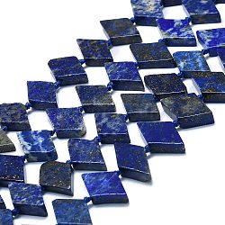 Abalorios de lapislázuli naturales hebras, rombo, 18x10~11x5mm, agujero: 1.5 mm, aproximamente 21 pcs / cadena, 17.32'' (44 cm)