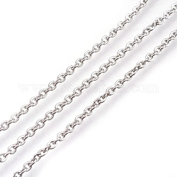 304 Stainless Steel Cable Chains, Unwelded, with Spool,  Flat Oval, Stainless Steel Color, 4x3x0.8mm, about 164.04 Feet(50m)/roll
