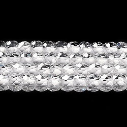 Zirkonia Perlenstränge, facettierte Rondelle, Transparent, 3x2 mm, Bohrung: 0.6 mm, ca. 164~172 Stk. / Strang, 14.57~14.88 Zoll (37~37.8 cm)