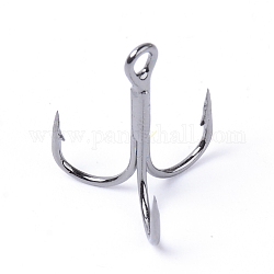 Carbon Steel Three Claws Hooks, Fishing Accessories, Stainless Steel Color, 15x18mm, Hole: 2x2.5mm