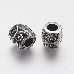 Ion Plating(IP) 304 Stainless Steel European Beads, Large Hole Beads, Column, Antique Silver, 10x10mm, Hole: 5mm