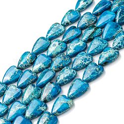 Brins de perles de jaspe impérial naturel, teinte, cœur, 20~20.5x15~15.5x6~6.8mm, Trou: 1.2mm, Environ 20 pcs/chapelet, 14.76~15.08 pouce (37.5~38.3 cm)