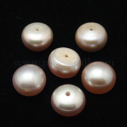 Grade AA Natural Cultured Freshwater Pearl Beads, Half Drilled Hole, Half Round, Purple, 9.5~10x6.5~7.5mm, Hole: 1mm