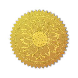 Pegatinas autoadhesivas en relieve de lámina de oro, etiqueta engomada de la decoración de la medalla, flor, 5x5 cm