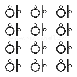 UNICRAFTALE 12 Sets Stainless Steel Toggle Clasps Round IQ Toggle Clasps T-bar Closure Clasps Black Neckalce Toggle Clasps Jewelry Connectors End Clasps for DIY Necklace Bracelet Jewelry Making