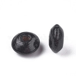 Des perles en bois naturel, plat rond, sans plomb, teinte, noir, environ 8 mm de diamètre, épaisseur de 4mm, Trou: 2.5mm, environ 13680 pcs/1000 g