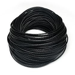 Кожаный плетеный шнур, чёрные, 5 мм, около 54.68 ярда (50 м) / пачка