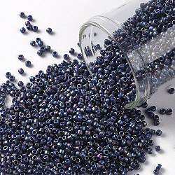 Cuentas de semillas redondas toho, Abalorios de la semilla japonés, (2637f) semi vidriado arcoíris azul marino, 15/0, 1.5mm, agujero: 0.7 mm, aproximamente 3000 unidades / 10 g