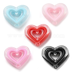 Acrylic Beads, Bead in Bead, Heart, Mixed Color, 19.5x23x6mm, Hole: 3mm, about 280pcs/500g