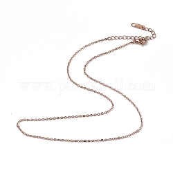 Placage ionique (ip) 304 collier de chaîne de câble en acier inoxydable pour hommes femmes, or rose, 15.75 pouce (40 cm)