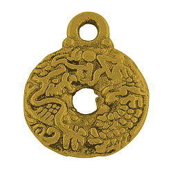 Tibetan Style Alloy Pendants, Donut, Lead Free, Antique Golden, 15x12x2mm, Hole: 1.5mm, about 1020pcs/1000g