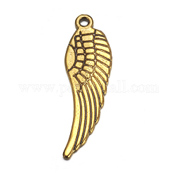 Tibetan Style Pendants, Lead Free and Cadmium Free, Wing, Antique Golden, 30x9x1.5mm, Hole: 1mm