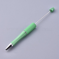 Bolígrafos de plástico con cuentas, bolígrafo de tinta negra del eje, para la decoración de la pluma de diy, verde pálido, 144x12mm, el polo medio: 2 mm