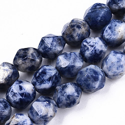 Natürliche blaue Fleck Jaspis Perlen Stränge, sternförmige runde Perlen, facettiert, 9~10x10 mm, Bohrung: 1.2 mm, ca. 36~37 Stk. / Strang, 14.96 Zoll (38 cm)