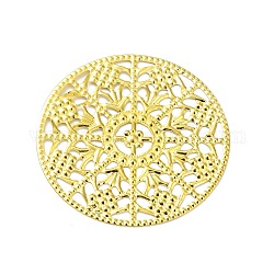 Rack Eisen Filigrane Cabochons Plattierung, Blume, golden, 48x0.7 mm