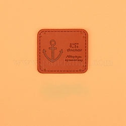 PU Leather Label Tags, Clothing Labels, for DIY Jeans, Bags, Shoes, Hat Accessories, Rectangle, Anchor Pattern, 40x35mm