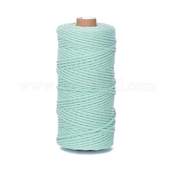 100M Round Cotton Braided Cord, for DIY Handmade Tassel Embroidery Craft, Aquamarine, 3mm, about 109.36 Yards(100m)/Roll