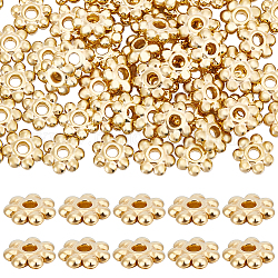Beebeecraft 80Pcs 304 Stainless Steel Spacer Beads, Flower, Real 18K Gold Plated, 6x1.5mm, Hole: 1.4mm