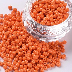 Baking Paint Glass Seed Beads, Orange Red, 6/0, 4~5x3~4mm, Hole: 1~2mm, about 500pcs/50g, 50g/bag, 18bags/2pounds