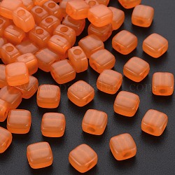 Perline acrilico jelly imitato, quadrato, arancione scuro, 8x8x5.5mm, Foro: 2.5 mm, circa 1800pcs/500g