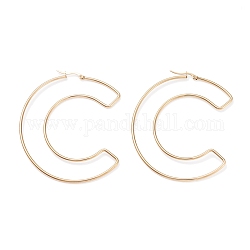 304 Stainless Steel Hoop Earrings, Golden, Letter.C, 75.5x61x2mm, 12 Gauge, Pin: 0.7x1.2mm