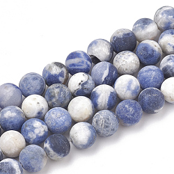 Chapelets de perles en sodalite naturelle, mat, ronde, 8mm, Trou: 1mm, Environ 47 pcs/chapelet, 15.5 pouce