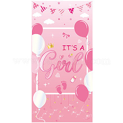 Polyester Hanging Banner Sign, Party Decoration Supplies Celebration Backdrop, Rectangle, Pink, 180x90cm