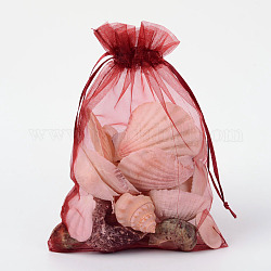 Sacchetti regalo in organza con coulisse, sacchetti per gioielli, sacchetti regalo per bomboniere natalizie, rosso scuro, 20x15cm