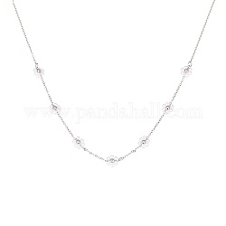 Colliers avec pendentif en perles de fleurs en acier inoxydable plaqué or véritable 18k pour femmes, blanc, 17.72 pouce (45 cm)
