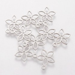 201 Stainless Steel Charms, Flower, Stainless Steel Color, 13x11x1mm, Hole: 1.5mm