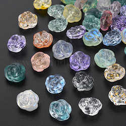 Transparent Glass Beads, Rose, Mixed Color, 12.5x14x9mm, Hole: 1.2mm