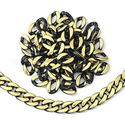 100 Stück Acryl-Verbindungsringe, Quick Link-Anschluss, für die Herstellung von Bordsteinketten, Twisted oval, Vergoldete, Schwarz, 17x23x5.5 mm