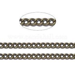 Messing-Bordsteinketten, verdrehten Ketten, gelötet, mit Spule, Nickelfrei, Antik Bronze, 2x1.2x0.3 mm, ca. 82.02 Fuß (25m)/Rolle