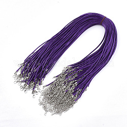 Eingewachsene Schnur bildende Halskette, mit Zink-Legierung Karabiner, Platin Farbe, dunkelviolett, 17.8 Zoll ~ 18 Zoll (45.5~46 cm), 2 mm