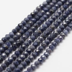 Natürliche Saphir-Perlenstränge, facettiert, Runde, 3 mm, Bohrung: 0.5 mm, ca. 120~124 Stk. / Strang, 12.8 Zoll (325 mm)